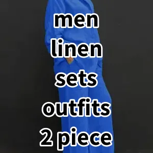 Top5 Best-selling men linen sets outfits 2 piece